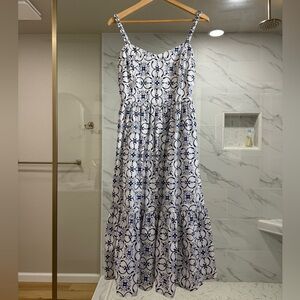 J. Crew Navy and White Midi-Maxi Dress